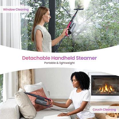 Schenley 19-in-1 Steam Mop Dual-Rod Design with Detachable Handheld Steamer for Walls, Grouts, Hard Floors, Tiles, includes Multi-purpose Accessories, Washable Microfiber Pads and Disposable Pads