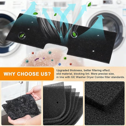 Xixter 7 Pcs WH01X35719 Lint Filter Replacement Kit for GE Profile Washer Dryer PFQ97HSPVDS, GE Washer Dryer Foam Filter with Vent Brushes,Hand Washable and Reusable