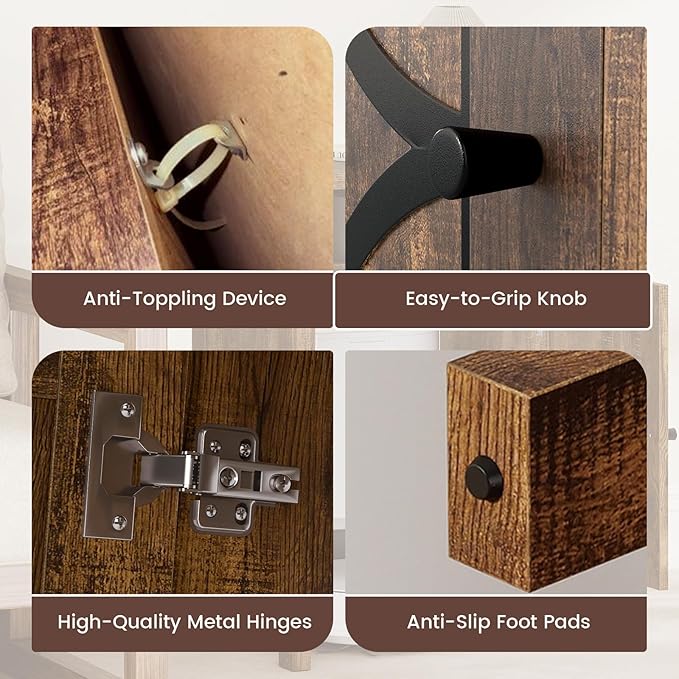 GOFLAME Robot Vacuum Storage Cabinet, Retro Sofa Side End Table with Hidden Robotic Vacuum Cleaner Storage & Open Compartment, Sweeping Robot Stand Cabinet for Living Room, Bedroom, Rustic Brown