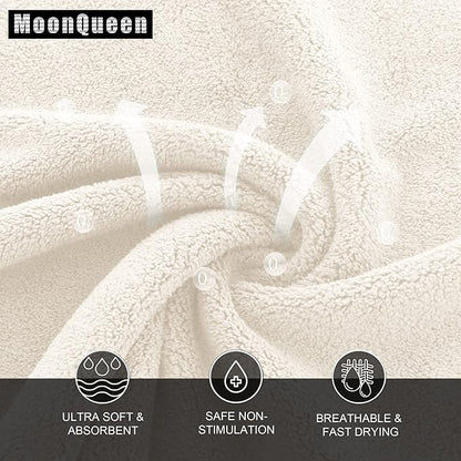 MOONQUEEN Ultra Soft Premium Washcloths Set - 12 x 12 inches - 24 Pack - Quick Drying - Highly Absorbent Coral Velvet Bathroom Wash Clothes - Use as Bath, Spa, Facial, Fingertip Towel (Cream)