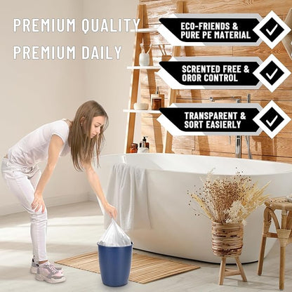 220Counts Small Trash Bags 2.6-4 Gallon, Flexible & Durable Small Garbage Bags, Unscented & Easy Tearing 2.6 Gallon Trash Bag for Kitchen, Bathroom, Bedroom, Office, Transparent