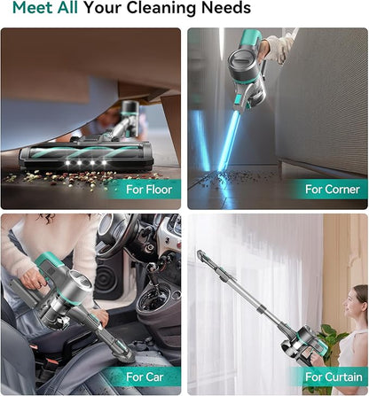 S10K Cordless Vacuum Cleaner, 55Kpa 60mins Lightweight Stick Vacuum with Powerful Suction for Home, Rechargeable, Self-Standing, Handheld Vacuum Cleaners for Hardwood Floors, Carpets, Pet Hair