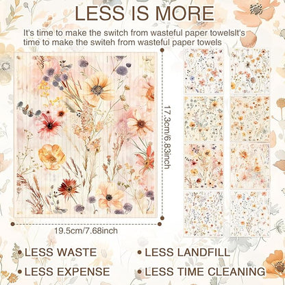 Tegeme 8 Pcs Watercolor Floral Swedish Dishcloth Kitchen Spring Flower Dish Towels Swedish Dish Cloth Absorbent Cotton Reusable Cleaning Kitchen Towels for Summer Housewarming Gift, 6.8 x 7.7''