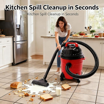 Mini Shop Vac, 4 Gallon Commercial Mini Wet Vac, 1.34hp Portable Heavy-Duty Wet/Dry Small Shop Vacuum with Hepa Filter, for Hotels, Guest Houses, Offices (39ft Cleaning Range)
