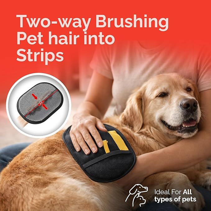 Pet Hair Removal Glove for Dogs & Cats – 4-in-1 Kit, Pet Grooming & Deshedding Glove, Electrostatic Pet Hair Remover Glove, Pet Hair Mitt Glove for Furniture, Couches & Clothing
