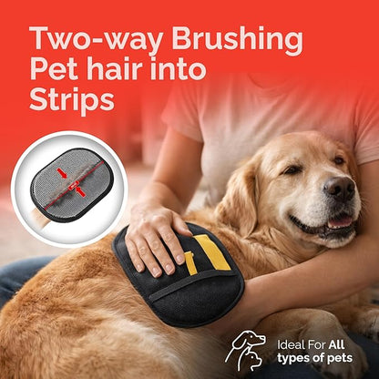 Pet Hair Removal Glove for Dogs & Cats – 4-in-1 Kit, Pet Grooming & Deshedding Glove, Electrostatic Pet Hair Remover Glove, Pet Hair Mitt Glove for Furniture, Couches & Clothing