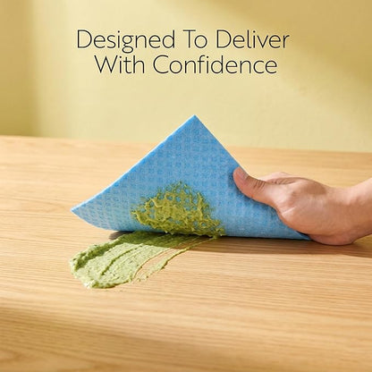Restaurantware Swedish Dishcloths Pack of 200 Cellulose Reusable Absorbent Blue Kitchen Towels, Washable Quick-Dry Dish Towels, Sustainable Blue Cleaning Cloths Super-Absorbent Biodegradable Odorless