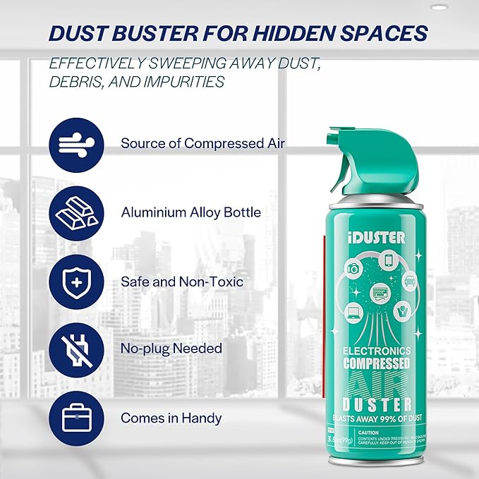Compressed Canned Air Duster for Computer - iDuster Air Duster Compressed Air Can, 1PCS(3.5oz) (Pack of 3)