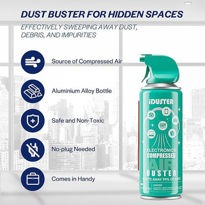 Compressed Canned Air Duster for Computer - iDuster Air Duster Compressed Air Can, 1PCS(3.5oz)