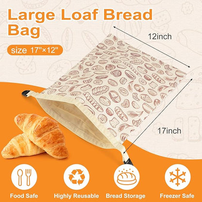 2 PACK Beeswax Sourdough Bread Bags for Homemade Bread, Reusable Cotton Beeswax Bread Bag Portable Waxed Storage All Natural Bees Wax Linen Bag Keep Fresh,13''×17'', 02