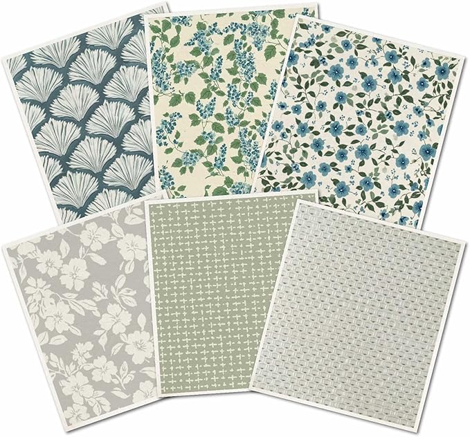6 Sheets 6 Styles Swedish Dish Cloth Floral Swedish Dishcloths Bulk Reusable Kitchen Sponge Cleaning Cloths Quick Drying Absorbent Decorative Towels for Dishes Home Countertop Bathroom Use