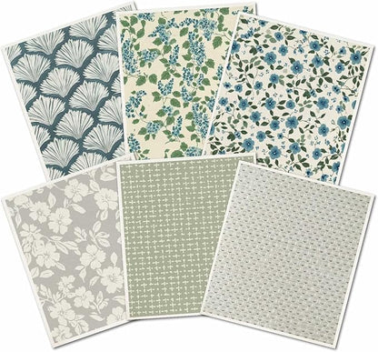 6 Sheets 6 Styles Swedish Dish Cloth Floral Swedish Dishcloths Bulk Reusable Kitchen Sponge Cleaning Cloths Quick Drying Absorbent Decorative Towels for Dishes Home Countertop Bathroom Use