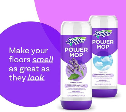 Swiffer Power Mop Refill Solution,Floor Cleaner for Mopping Tile,Vinyl,Laminate,Wood in Home,Bathroom,Kitchen, Multipurpose-Surface Solution for Floor Cleaning, Lavender Scent, 25.35 oz (Pack of 10)