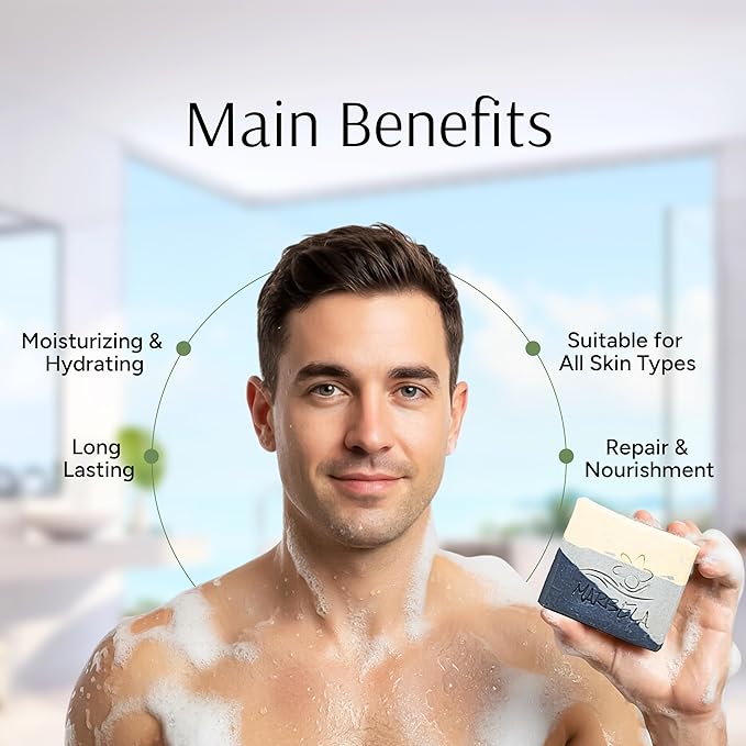 Marbela Cosmetics Handmade Soap Bar - Made in USA, Vegan Friendly, Palm Oil Free, Natural Bar Soap - Gentle Face & Body Soap for Daily Skin Care, Moisturizing & Nourishing - 3.5 oz (Stone & Feather)