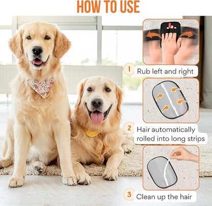2PCS Magic Brush Glove Pet Hair & Pet Bandana; Electrostatic Grooming Removal Gloves for Dogs &Cats, Reusable, Quick Clean, Hair Removal Tool