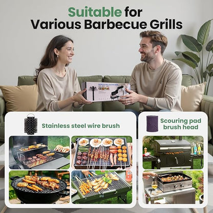Electric Grill Brush for Outdoor Grill,Cordless Rechargeable Grill Cleaner with 180° Adjustable Angle,Presents Gifts for Mothers Day,Stainless Steel BBQ Grill Brush No Bristle Shedding,90 Mins Runtime