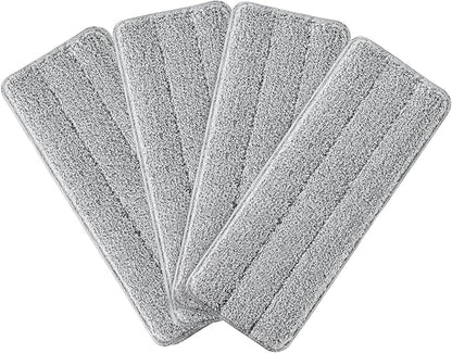 BOSHENG Flat Mop Pads, Reusable Mop Cleaning Refills, Microfiber Pads for BOSHENG Flat Mop or Mop Bucket System, Pack of 4 Washable 13-Inch Mop Heads - Grey