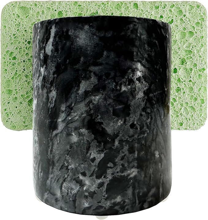 Marble Sponge Holder Sink Sponge Caddy for kichen counter Drying Rack for Sink Organizer Black Modern Stone Kitchen Sink Caddy
