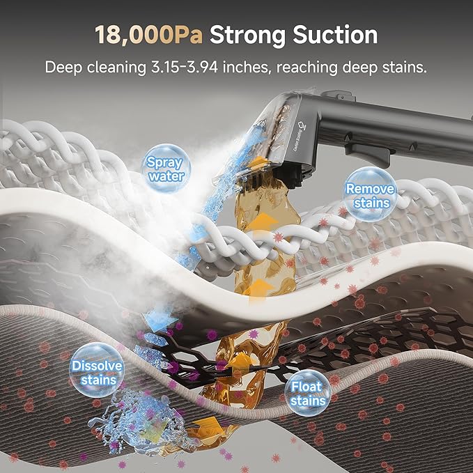 Uwant Carpet Cleaner Machine with Steam&Hot&Cold Water System 18Kpa Powerful Suction Upholstery Cleaner Machine with Textile Cleaner for Pets, Carpet Steam Cleaner with Specialty Tools for Cars