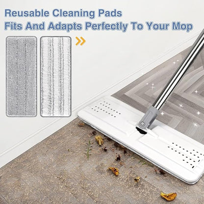 Flat Mop Head Replacement Pads Compatible with Joy-MOOP Mop and Bucket Set, Reusable Washable Squeeze Microfiber Mop Refills for Oshang Bosheng Mop - 13" X 4.9", Grey/Stripe