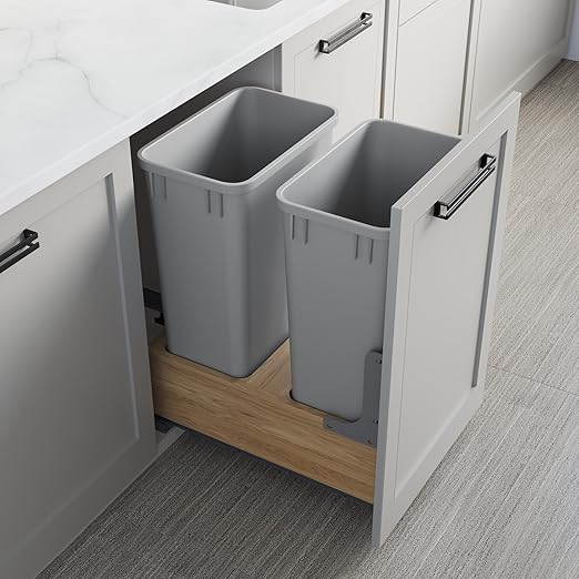 Dowell 10 Pack 50Qt Wastebasket Trash Container, 13Gal, Plastic, Stackable, for Kitchen/Bathroom/Office, Fits Under Sink/Desk - Grey (10, 50 QT)
