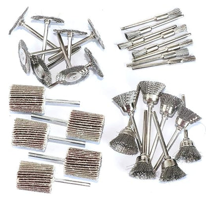 69Pcs Abrasive Wheel Buffing Polishing Wheel Wire Brushes Set for Rotary Tool Accessories,Shank 3mm Mini Brush Polishing Kit,for Power-Operated Grinders