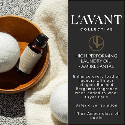 L'AVANT Collective | Essential Oils for Laundry - Dryer Balls Scents – Scented Fragrance Essential Oil Drops | Laundry Oil - Ambre Santal