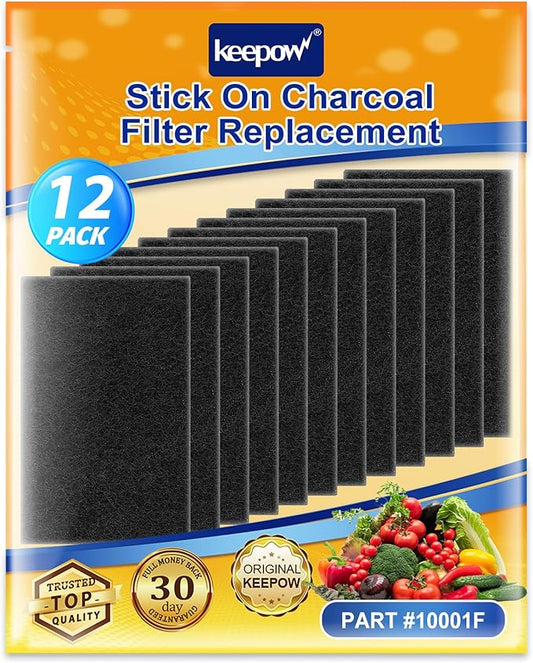 KEEPOW Compost Bin Filter Replacement for Kitchen Compost Bin Countertop, Charcoal Filters for Compost Bucket, Activated Carbon Filter for Compost Pail Counter, Rectangle,12 Pack