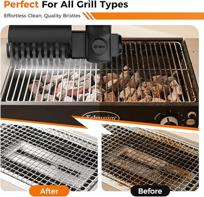 YKYI Electric Grill Brush - Cordless BBQ Brush with 180° Adjustable Head, Rechargeable Grill Brush for Outdoor Grill, IPX7 Waterproof Grill Cleaning Scrubber for Gas, Charcoal Pellet Grills (Black)