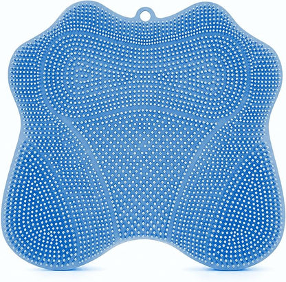 Dual-Sided Silicone Shower Foot Scrubber Mat – Foot Scrubber in Shower for Deep Cleaning & Exfoliation | Wall-Mounted Shower Foot Scrubber Mat & Back Cleaner for Men and Women(Blue, Standard)