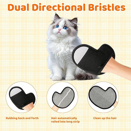 Pet Hair Removal Glove, 3 Pack Electrostatic Pet Hair Remover Gloves for Cats and Dogs, Reusable Grooming Tool (Grey Black)