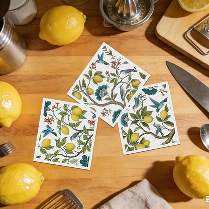 Lemons Swedish Dishcloths for Kitchen, 6 Pack Reusable Vintage Dish Cloths Towels, Absorbent Sponge Cleaning Towel Wipes for Spring Summer Kitchen Cooking Home Decoration Gifts