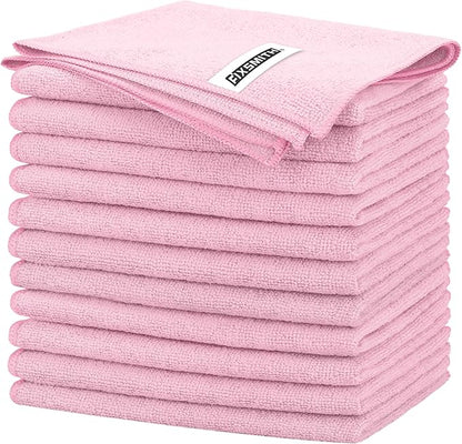 FIXSMITH Pink Microfiber Cleaning Cloth -Pack of 12, Highly Absorbent Cleaning Rags, 16"X12" All Purpose Cleaning Towels for Housekeeping, Kitchen, Car, Lint Free and Reusable Microfiber Towels