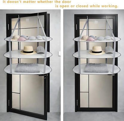 SAMJANE Hanging Sweater Drying Rack – Lay-Flat Warp-Knit Airflow Mesh for Delicates, 3 pcs 3-Tier Foldable Space-Saving Door-Hanging Design for Fast Drying & No Deformation in Small Spaces (Grey)