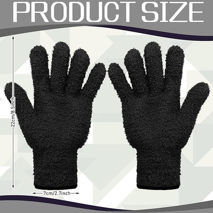 Patelai 2 Pairs Microfiber Gloves for plants Dusting Cleaning Glove Mittens House Cars Blinds Dusting(Black, Pink,Large)