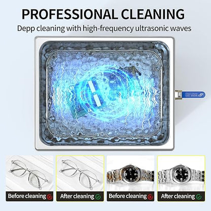 Granbo Ultrasonic Machine 10L 240W Jewelry Cleaner Ultrasonic Machine 40kHz with Heater Timer and Degassing,110V Digital Ultrasonic Jewelry Cleaner for Jewelry Glass Eyeglass Dental Parts Cleaning
