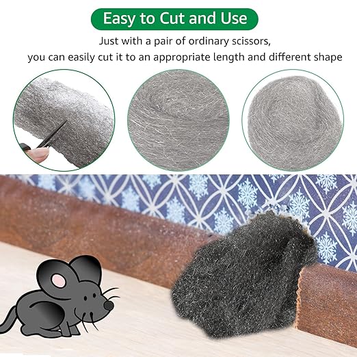15 Pack 2.4" x9.8 ft Steel Wool for Mice Control - #3 Steel Wool Fill Fabric DIY Kit - Coarse Wire Wool Hardware Cloth - Gap Blocker Keep Mice Away from Holes, Siding, Pipeline, Vents in Garden Garage