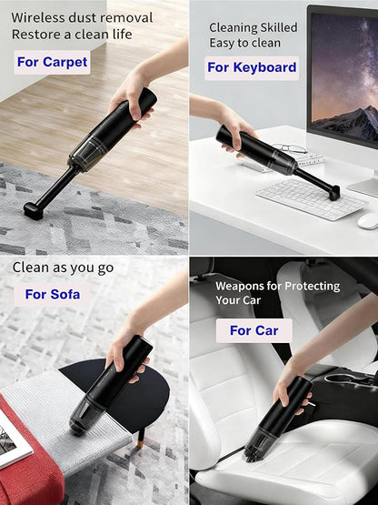 Handheld Vacuum Cordless, Car Portable Mini Vacuum Cleaner 13000 PA Suction Power with 2 HEPA Filter, 2 Suction Modes, Hand Held Vacuum Rechargeable for Car, Home, Pet Hair, Office, Keyboards Black