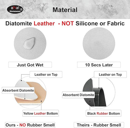 Faucet Mat for Kitchen Sink Offset : AHA HOMEWARE Kitchen Sink Splash Guard for Offset Double Sink, Cuttable Extra Hole for Soap Dispenser, Diatomite Leather Absorbent Fast Drying (Light Gray)
