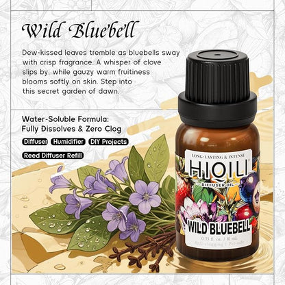 HIQILI Wild Bluebell Diffuser Oil for Scent Diffusers, Inspired by Jo M.lone's, Work & Relax, Ideal for Office, Bathroom, Travel - 0.34 Fl Oz