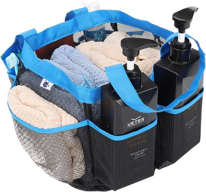 2 Pack Haundry Mesh Shower Caddy Tote Bag Hanging Portable Toiletry Bag College Dorm Essentials Quick Dry Bath Organizer for College Dorms, Gym, Camp for Bathroom Accessories(Sapphire Blue)