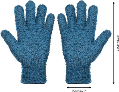 Patelai 2 Pairs Microfiber Gloves for plants Dusting Cleaning Glove Mittens House Cars Blinds Dusting(Blue,Large)