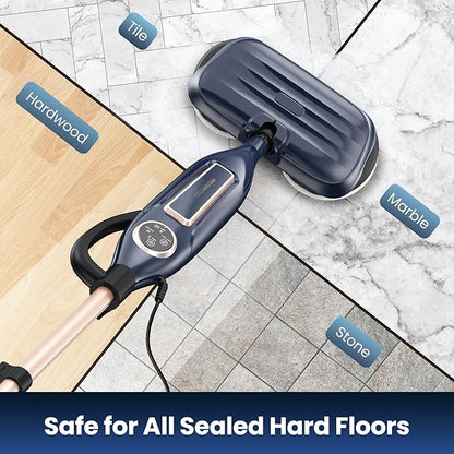 DEVOAC VM6 Scrubbing Steam Mop with Rotating Mop Pads, 10 in 1 Steam Mop, Lightweight Spin Mop & 3 Steam Modes for Hard Floor Laminate Marble Floors (Ink)