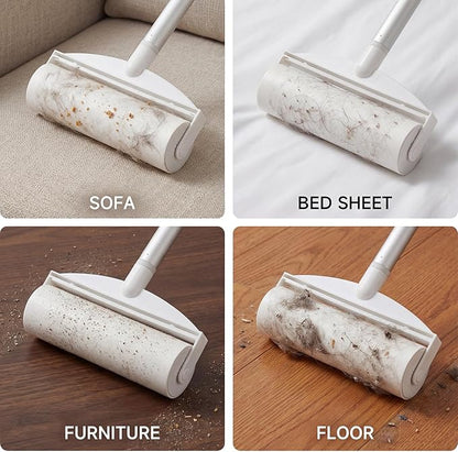 7.5 Inch Large Surface Lint Roller with 120 Sheets, Giant Extra Sticky Roller for Pet Hair, Dust Lint Remover for Clothes, Furniture, Household, Include 1 Handle 2 Rollers Dog Cat Hair Remover