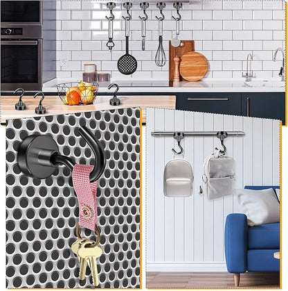 FINDMAG 16 Pack Magnetic Hooks, Black Neodymium Magnet Hooks, 30 LBS Strong Magnetic Hooks for Hanging, Magnet with Hooks for Home, Kitchen, Bathroom, Office