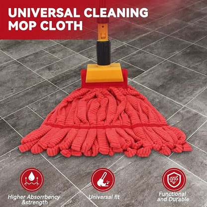 Heavy Duty Commercial Mop Head Replacement for Rubbermaid: 3 Packs 14oz Microfiber Tube Lint Free Industrial Heavy Duty Mop Head for Floor Cleaning - Super Absorbent & Bleach-Safe (Red)