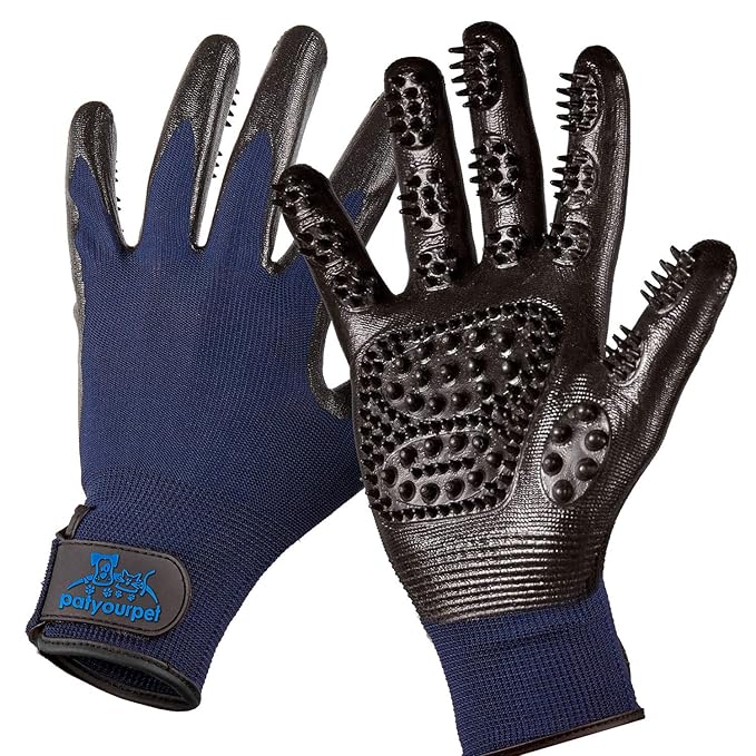 Pat Your Pet Grooming Gloves - Cat & Dog Hair Remover Glove for Deshedding Long and Short Fur