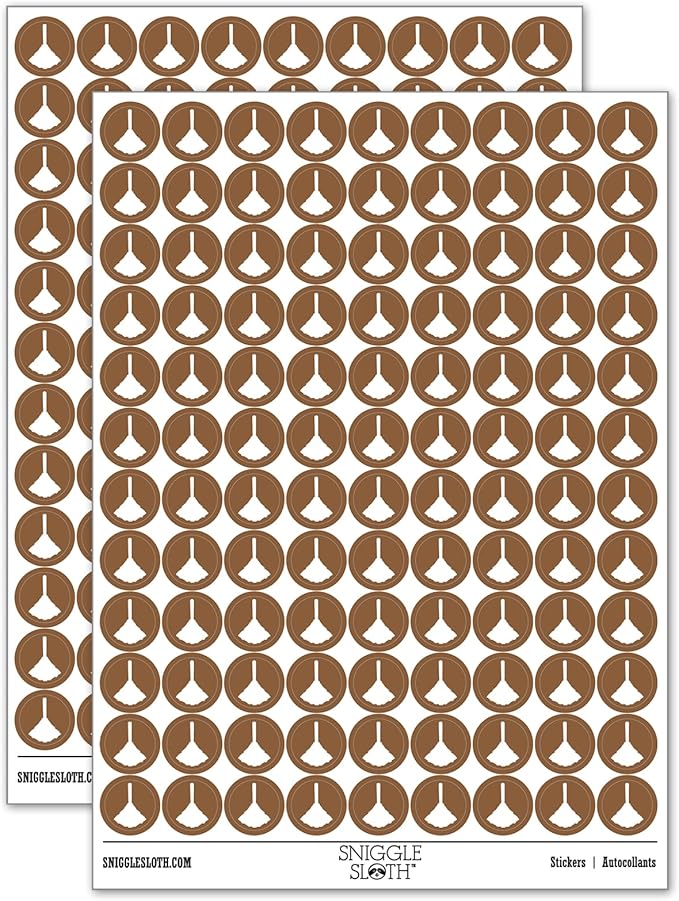 Feather Duster Cleaning 200+ Round Stickers - Gloss Finish - 0.50" Size - Brown