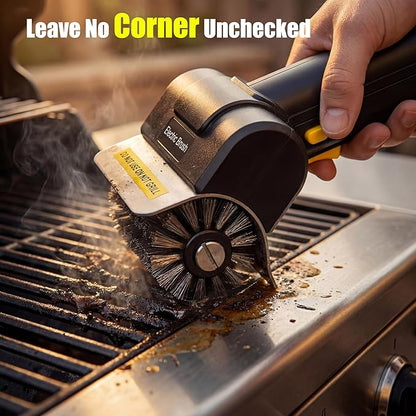 Electric BBQ Grill Brush Rechargeable with Anti-Lock Motor, 2000mAh for 2-Hour Run Time, Dishwasher Safe Head, Saves 80% Cleaning Time & Reduces Wrist Strain, Cleans Hard Corners