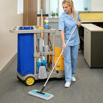 Replacement Janitorial Cleaning Cart Bag: Commercial Products 23 Gallon Industrial Janitorial Vinyl Cart Bag with 6 Brass Grommets - Size 16 x 11 x 27inches (Blue)